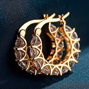 Zirconia Inlaid Hoop Earrings